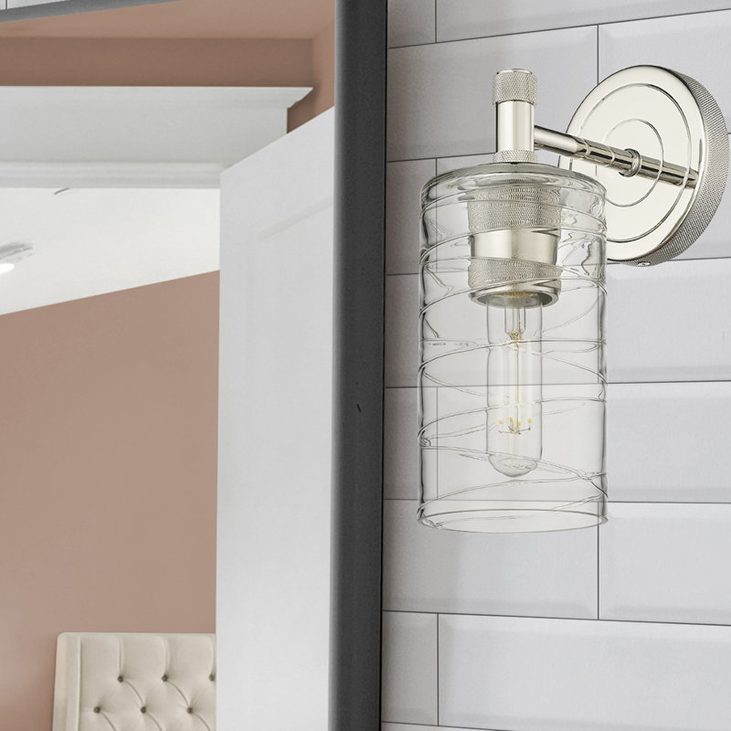 Applique murale 1 lumière Crown Point, Tourbillon déco, Nickel poli, H 10,5 po x l 3,88 po x P 6,5 po