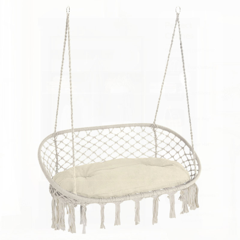 Chaise hamac pour 2 personnes avec coussin moelleux Outsunny, parfaite pour la détente à l'intérieur et à l'extérieur