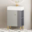 Meuble-lavabo de 21,6 po avec lavabo en céramique - Gris 24Vb06-21Mgr. Design contemporain. Artisanat du bois. Rangement généreux. Lavabo hygiénique et durable. Assemblage requis 24Vb06-21Mgr Conception élégante