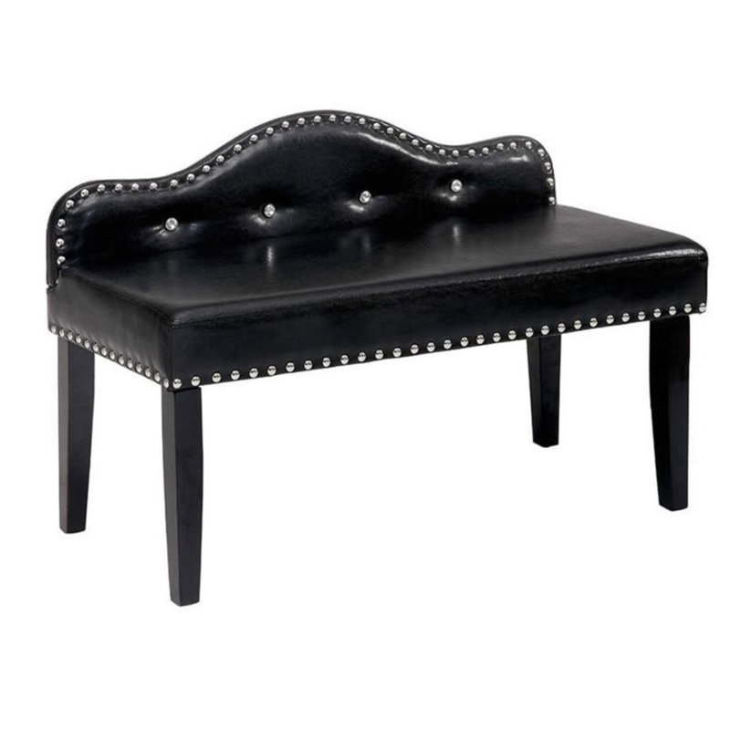 Hambright Faux Leather Upholstered Bench, Black, 27" H x 42" W x 19" D
