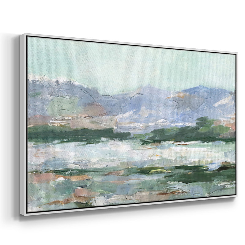 «Pastel Mountain View II», peinture sur toile encadrée, H 27 po x l 41 po x P 2 po, Cadre blanc