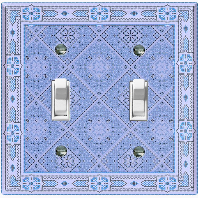 Plaque murale à motif de carreaux rétro mauve à motif de tuiles rétro bleues, Bleu