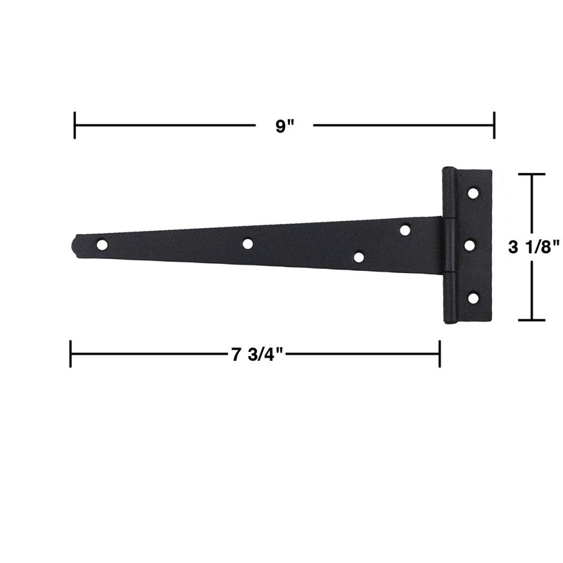 Charnière de porte en T en fer noir avec finition antirouille avec vis