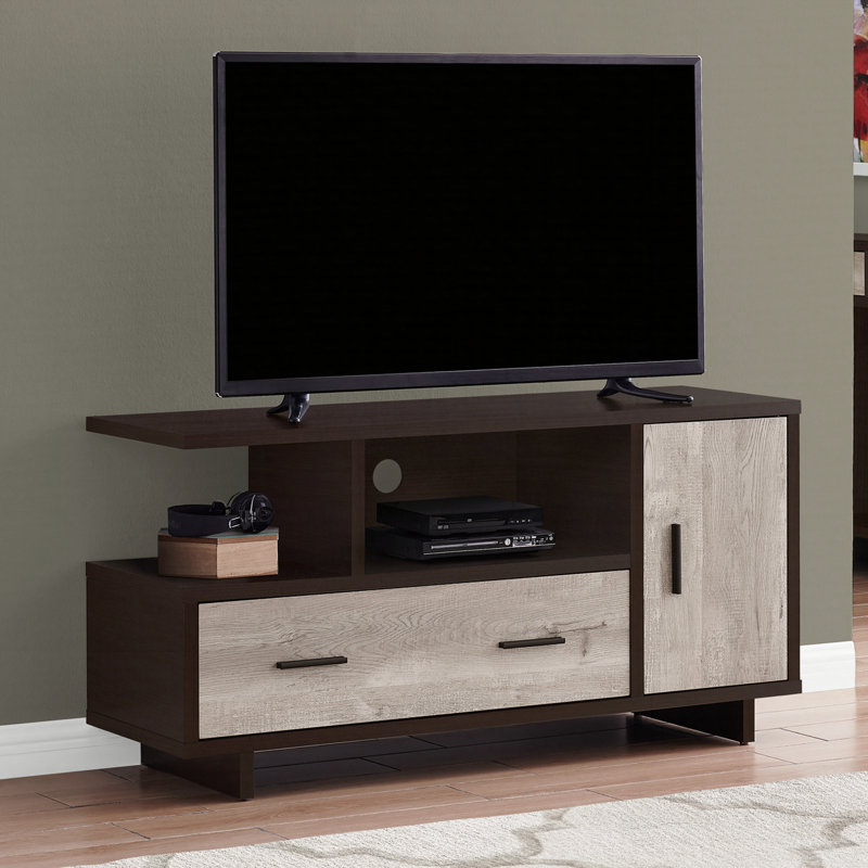 Meuble audio-vidéo 48 po, meuble de rangement, tiroirs 48 po, Espresso / Chêne