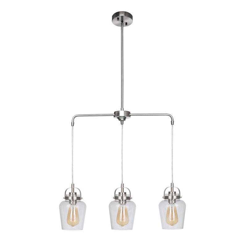 Luminaire suspendu pour îlot de cuisine 3 lumières Tribble, Nickel poli brossé