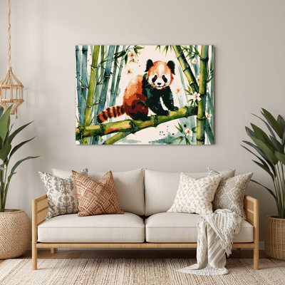Wildlife Red Panda White Metal Wall Art