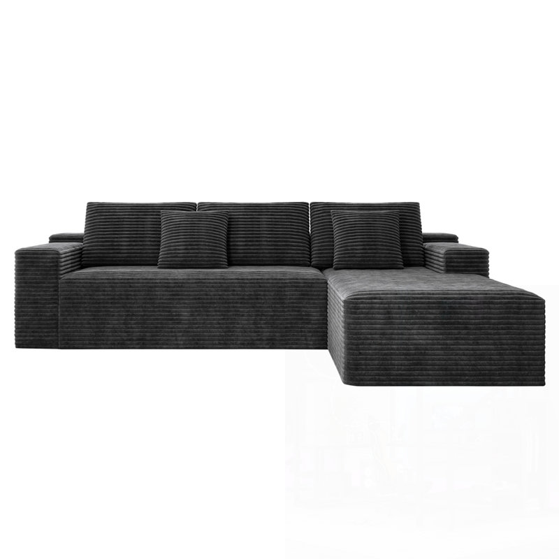 Siège de canapé modulaire modulaire, canapé rembourré compressé pour le salon et la chambre à coucher, aucun assemblage requis, combinaison libre de 2 pièces, tissu en velours côtelé moelleux, GRIS
