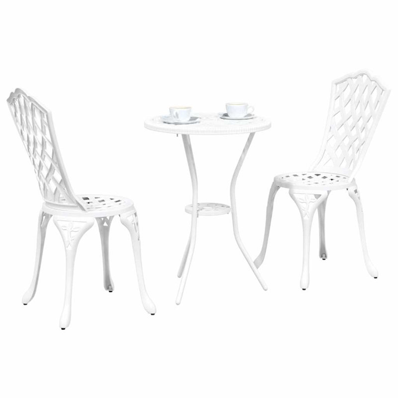 2 - Person Patio Dining Set Rectangular Table with Cushions Included, White