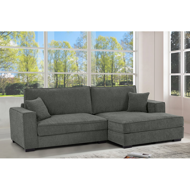 Braflin Upholstered Chenille Sofa Chaise Wide Seat Sectional, Right Hand Facing, Gray Chenille