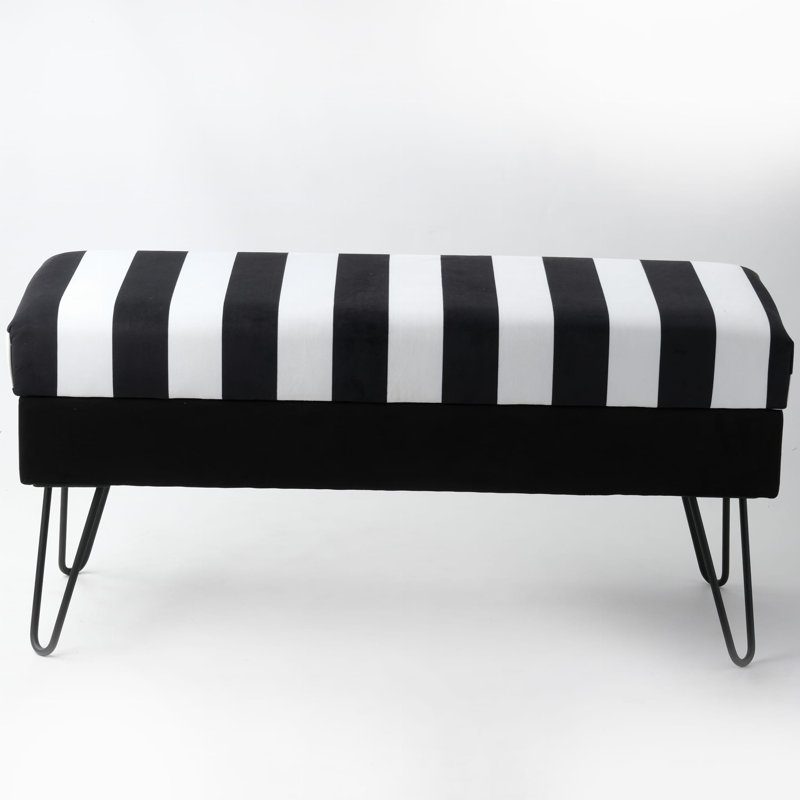 Duxbury Velvet Upholstered Storage Bench, H49 x W120 x D30cm