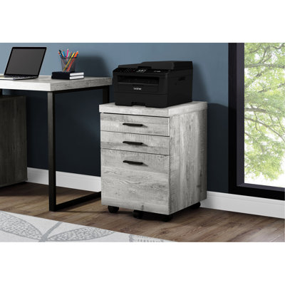 Classeur roulant pour bureau avec stratifié gris et tiroirs de rangement, support d'imprimante moderne gris, tiroirs fonctionnels de conception contemporaine