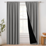 100% Blackout Curtains for Bedroom Short Curtains Half Window Curtains for Kitchen, Privacy Energy Saving Curtain Tiers for Bathroom Shades,Set of 2