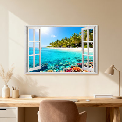 Paysage et nature plage tropicale avec palmiers et récif de corail