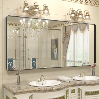 Aevar Tempered Glass and Aluminum Alloy Framed French Cleat Mounted Wall Mirror