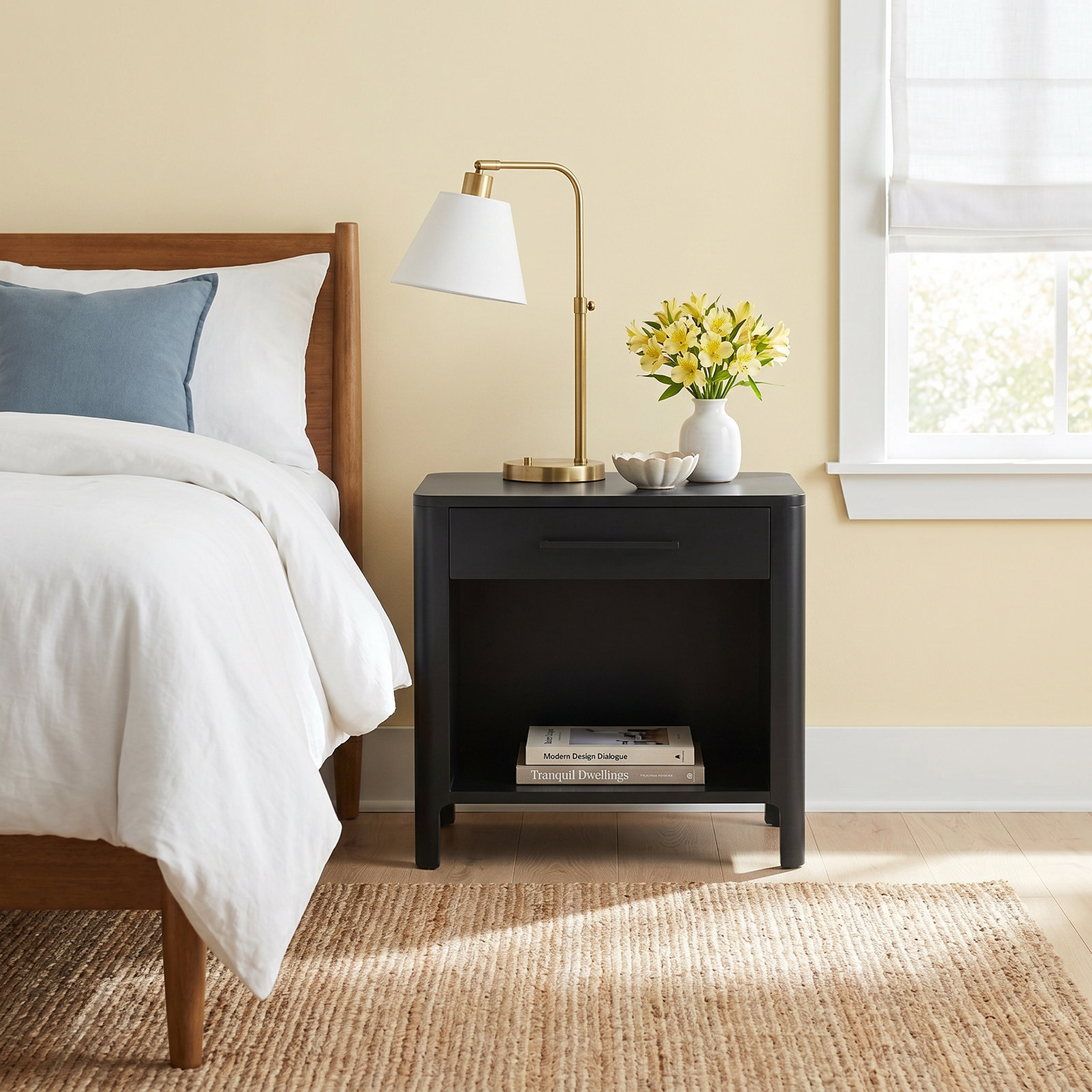 Monty Mahogany Nightstand, Black