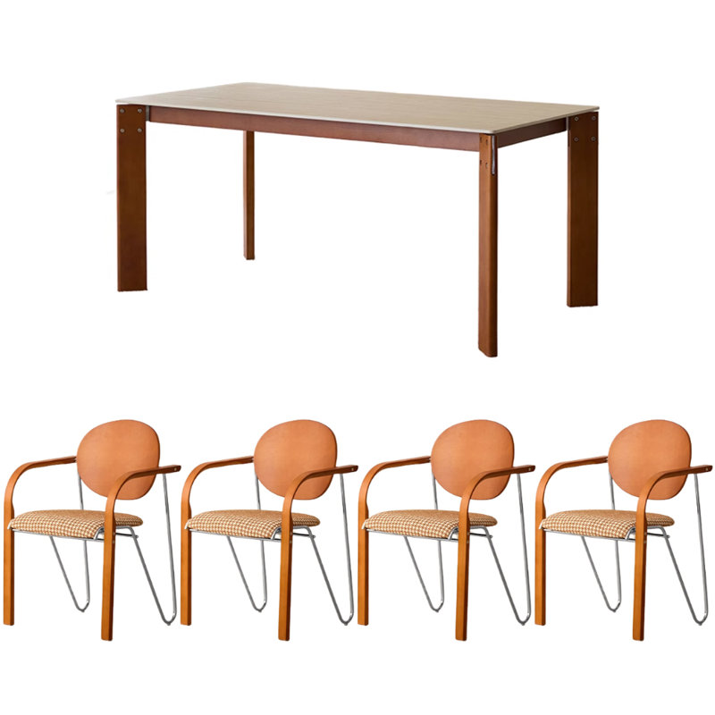 Exquisite Durable Rock Slab Dining Table Set, 29.52” H x 62.99” W x 31.49” D