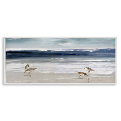 Bécasseaux qui paissent au bord de la mer, estampe numérique de Sally Swatland