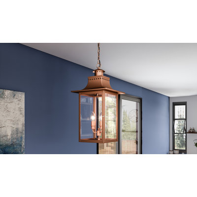 Mini-luminaire suspendu en cuivre vieilli 3 lumières Fredi