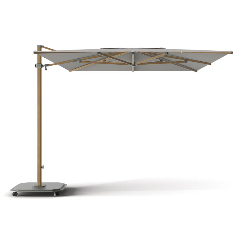 252'' W Sunbrella® Cantilever Umbrella, Charcoal, Alu Teak, Natté Gray Chiné
