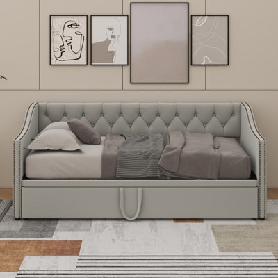 Upholstered Twin Size Daybed – Pop-Up Trundle Included