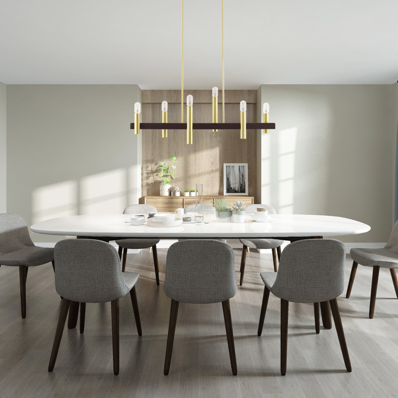 Lustre rectangulaire pour îlot de cuisine 6 lumières Annies, Laiton satiné