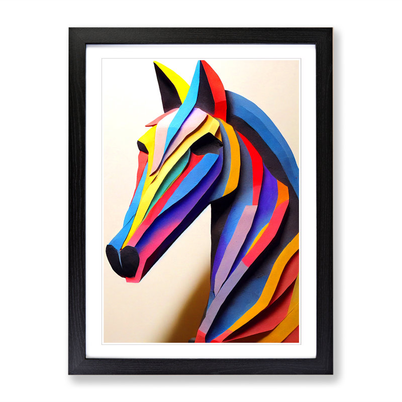 Andelka Horse Painting Paper Mache - Picture Frame Print, Black, 64cm H x 46cm W