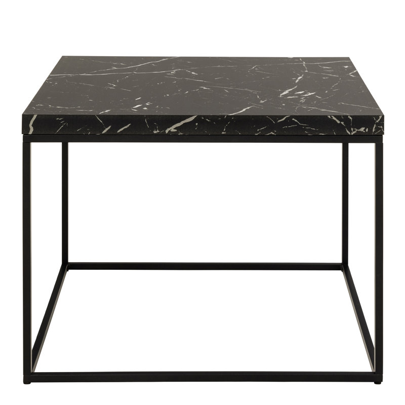 Barossa Coffee Table with Top & Black Steel Base, Black Marble, 45cm H x 60cm L x 60cm W