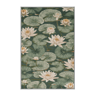 Tapis botanique brun lavable à la machine