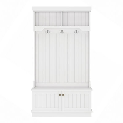 Hall Tree With Storage Shoe Bench For Entryway And Hallway, 4-In-1 Design Coat Racks With Hooks For Living Room