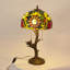 Lampe de table délicate en verre teinté de style Tiffany avec motifs d'hysanthemum-1240829674