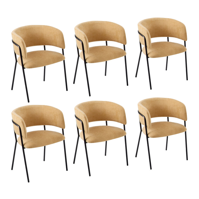 Dones Fabric Upholstered Dining Chairs, Yellow, Set Of 6