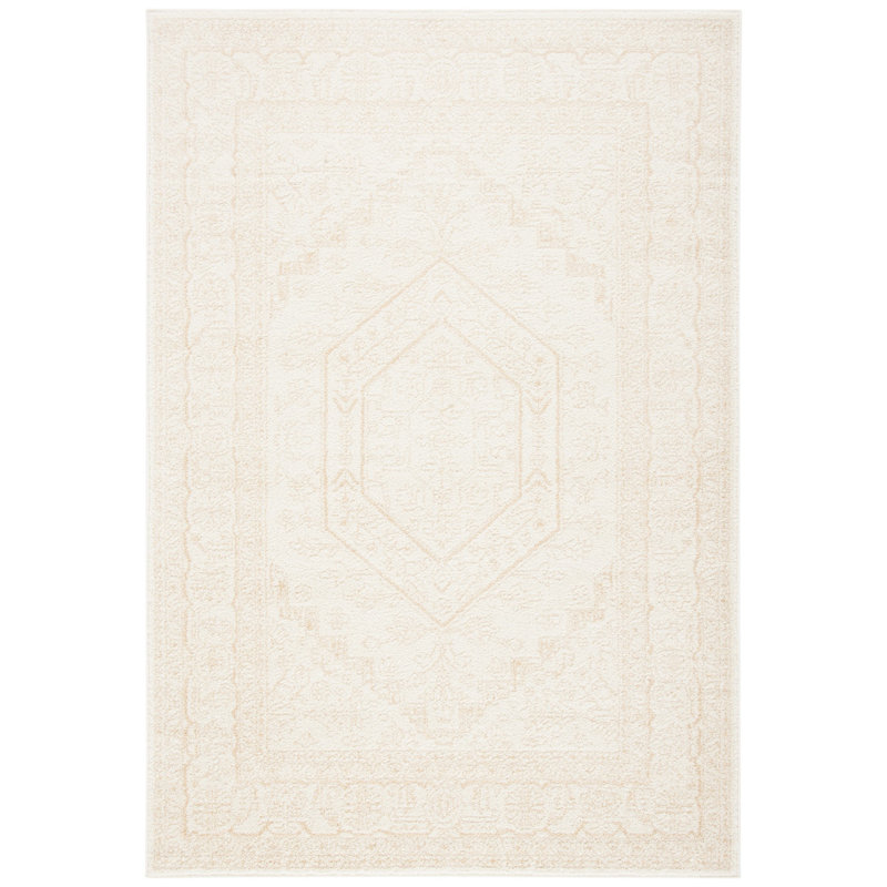 Wadlington Oriental Ivory/Beige Area Rug, Rectangle 10' x 14'