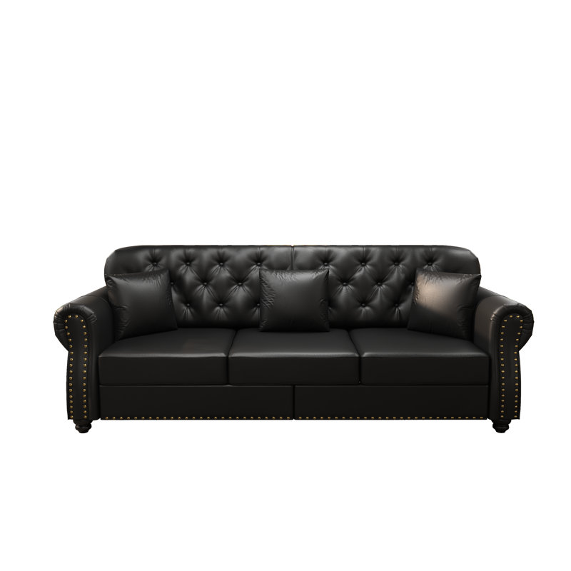 Canapé Chesterfield Solace pour le salon, 4 Seaters, Black