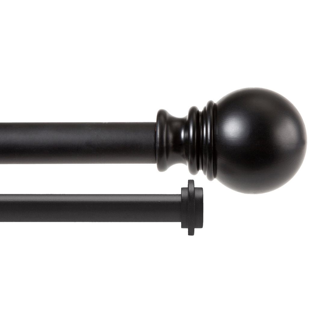  Rockport Kenney Layla 1" Value Decorative Window Double Curtain Rod, 30-84", Black Kenney
