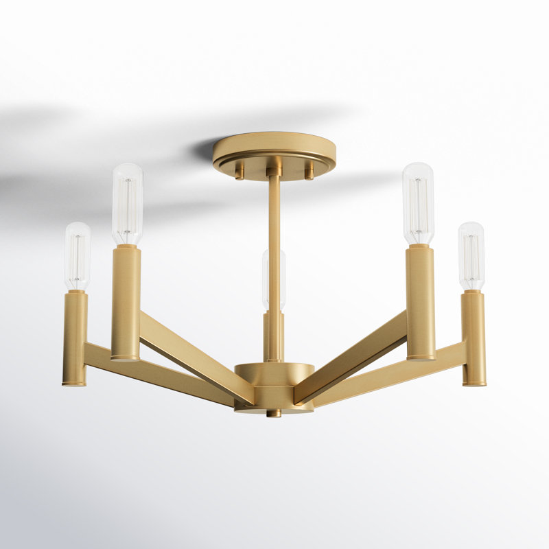Vector 5 - Light Semi Flush Mount, Satin Brass