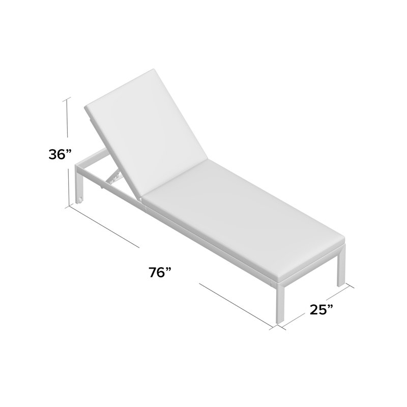 Shore Outdoor Patio Aluminum Chaise with Cushions, Silver, Gray