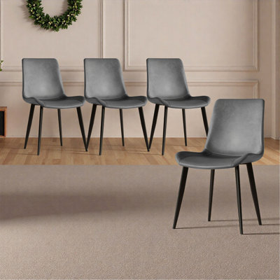 Dining Chairs Set Of 4, Modern Design Home Chairs, PU Leather Metal Dining Chairs For Kitchen Dining Room by Red Barrel Studio