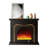 Black Solid + Manufactured Wood Freestanding Fireplace-466925143