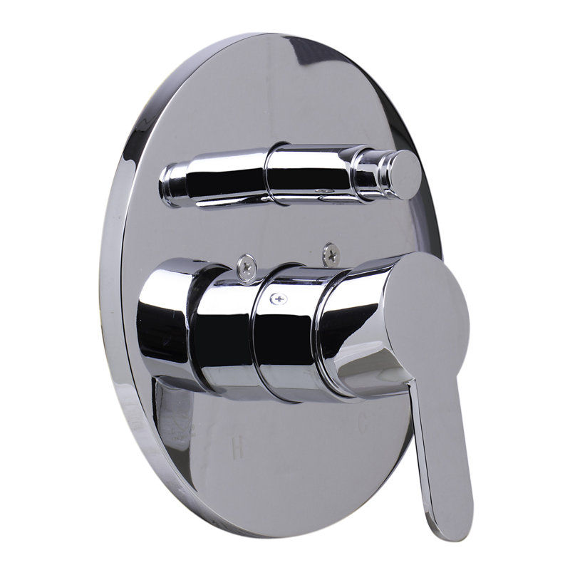 Shower Valve Mixer with Rounded Lever Handle and Diverter, Polished Chrome