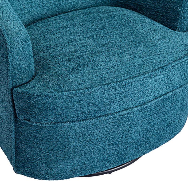 Fauteuil demi-tonneau pivotant l 32,48 po Willenzard, Lake Blue Boucle