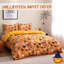 Literie trois pièces en microfibre douce, motif citrouille d'Halloween, avec taies d'oreiller, fermeture éclair invisible, orange.-134882241