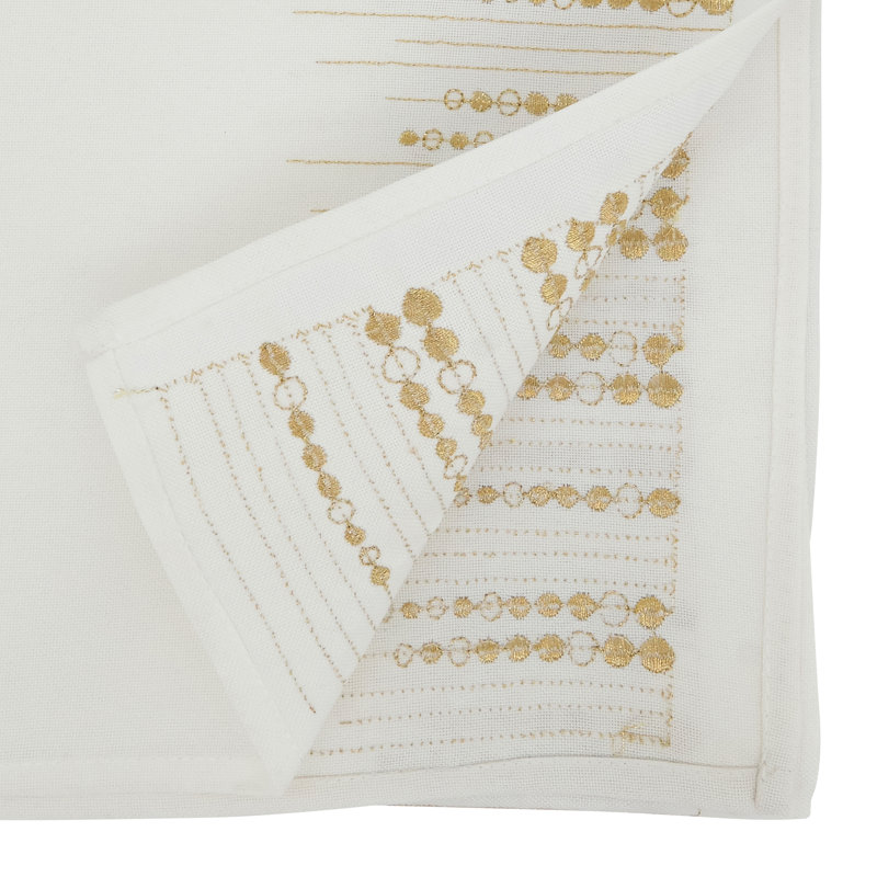 Charming Embroidered Dots Table Runner, Gold, 90" x 16"