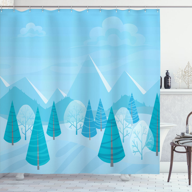 Shower Curtain with Hooks Included, 69" H x 105" W