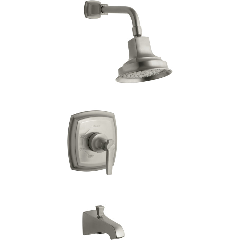 Robinet de baignoire et douche Margaux, Nickel brossé éclatant, Levier