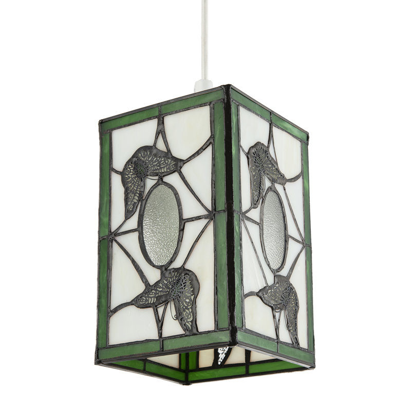 20cm H Glass Rectangle Pendant Shade ( No Direct Attachment Method ) in Green