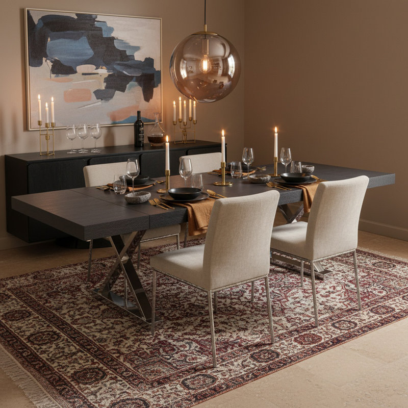 Woolum Metal Base Dining Table, Gray, Silver