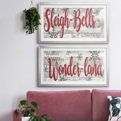 «Sleigh Bells», ensemble de 2 encadrements d'art textuel
