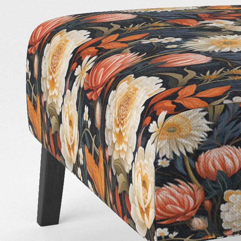 Fauteuil de chambre rembourré de style tropical orange et beige