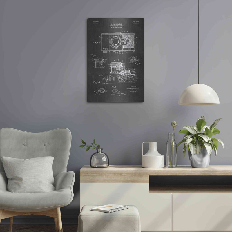 "Caméra, tableau de brevet 1936" par Luxe Metal Portfolio, H 24 po x l 16 po
