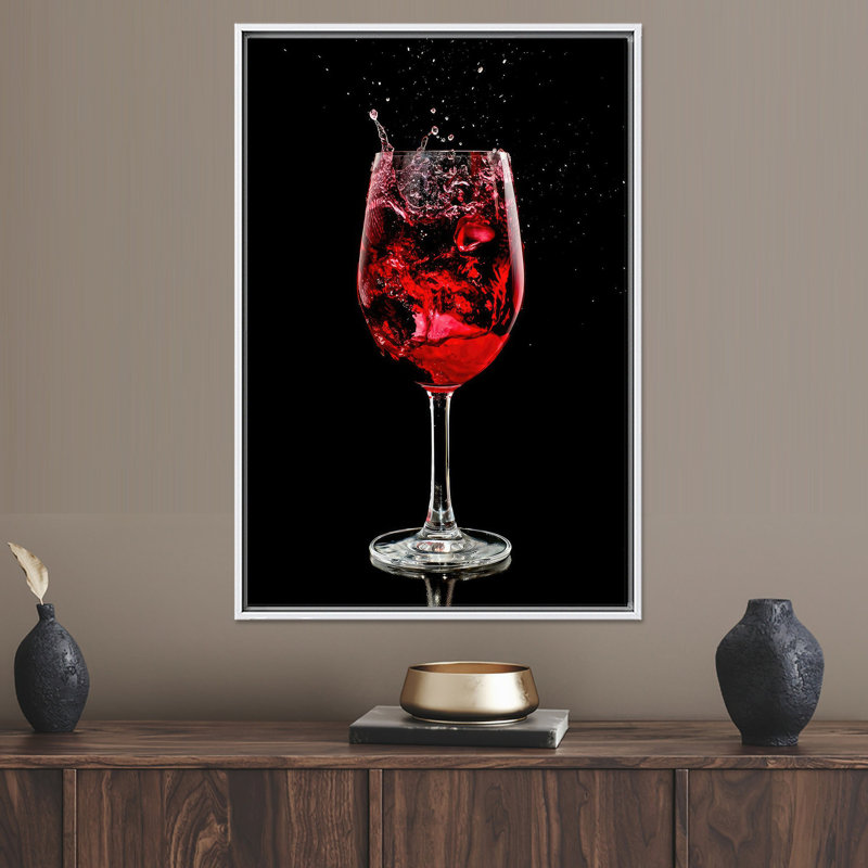 Impression sur toile Elegant Red Wine Glass - Modern Bar Decor, 1P WhiteFramedCanves, H : 47,3 x L : 35,5 pouces